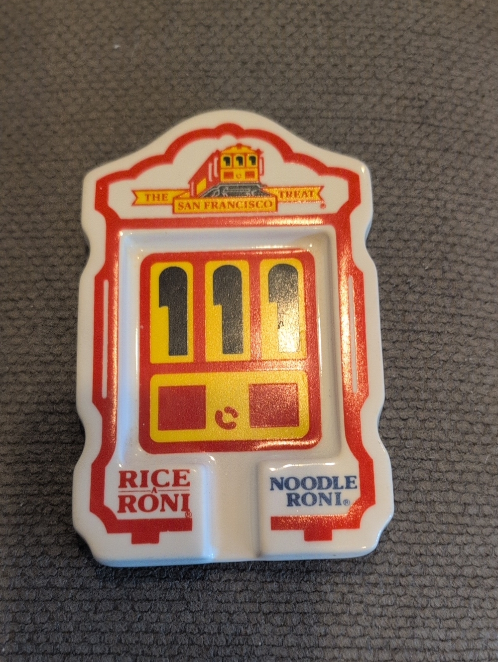 Vintage San Francisco Cable Car Spoon Rest- White, Red, Yellow